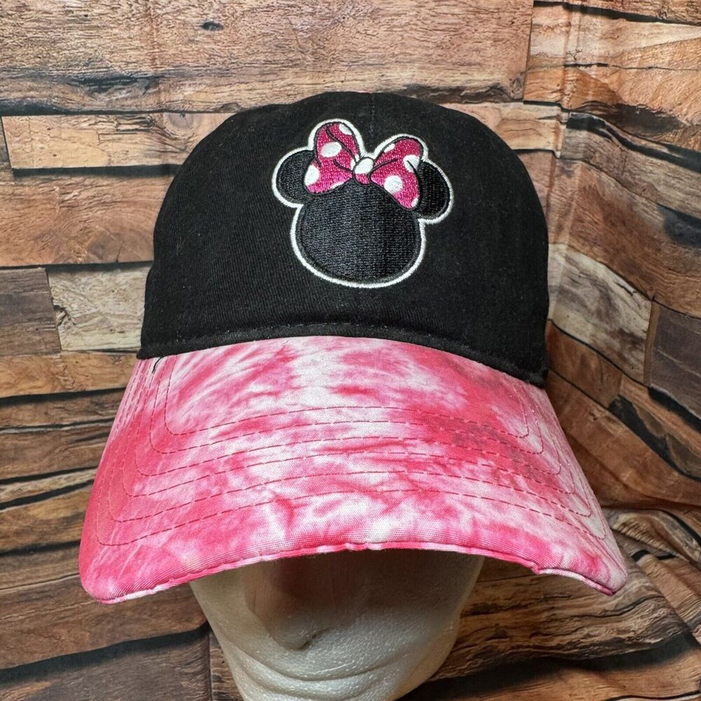 Disney Minnie Mouse Baseball Cap Hat Adjustable Strapback Black & Pink Tie Dye